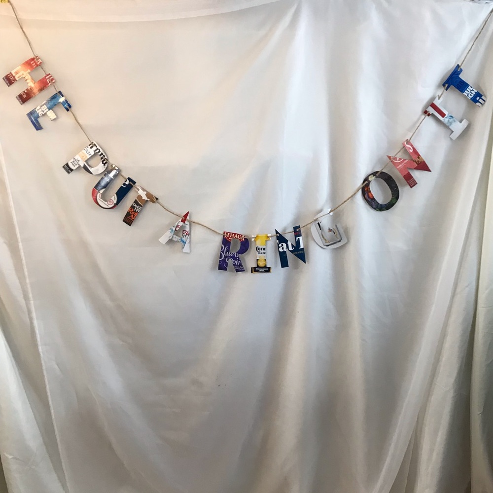 Handmade He Put A Ring On It Beer Box Banner Sign